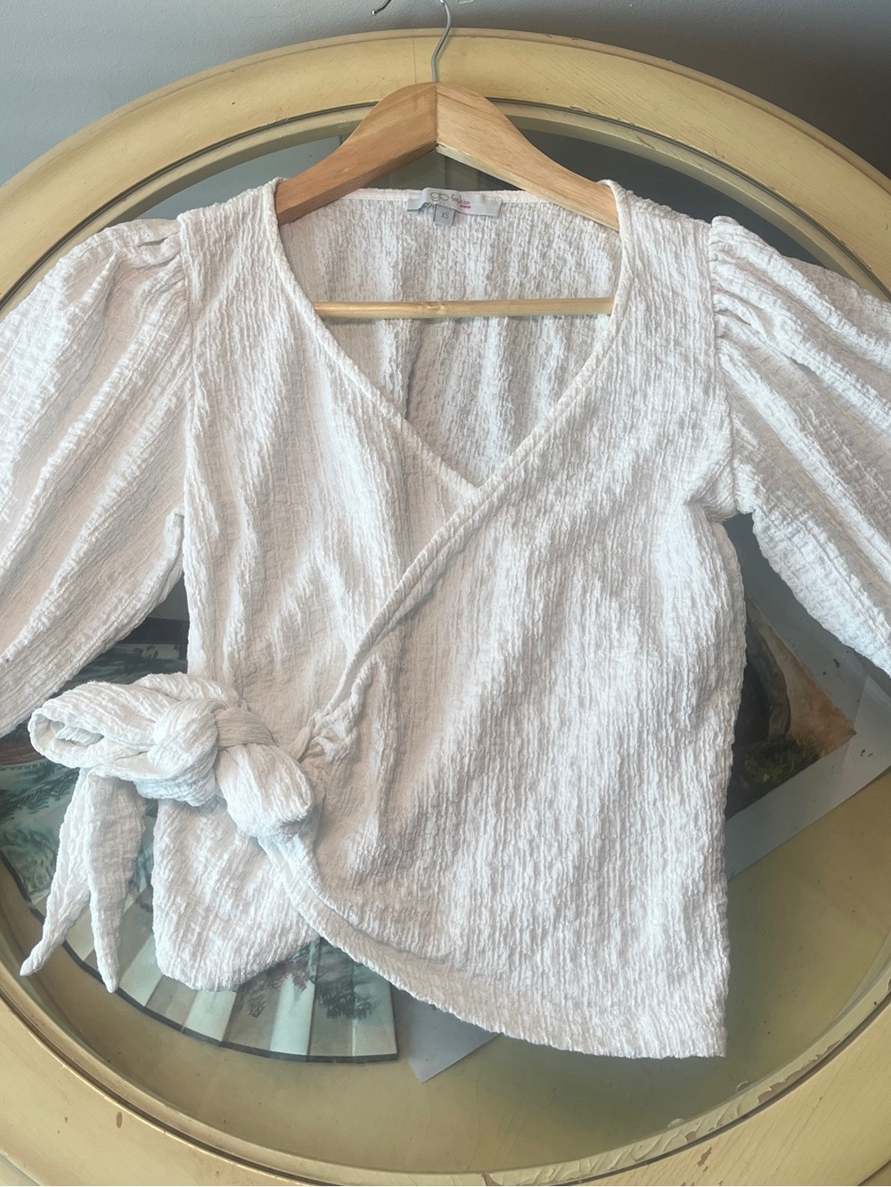White Wrap Puff Sleeve Top